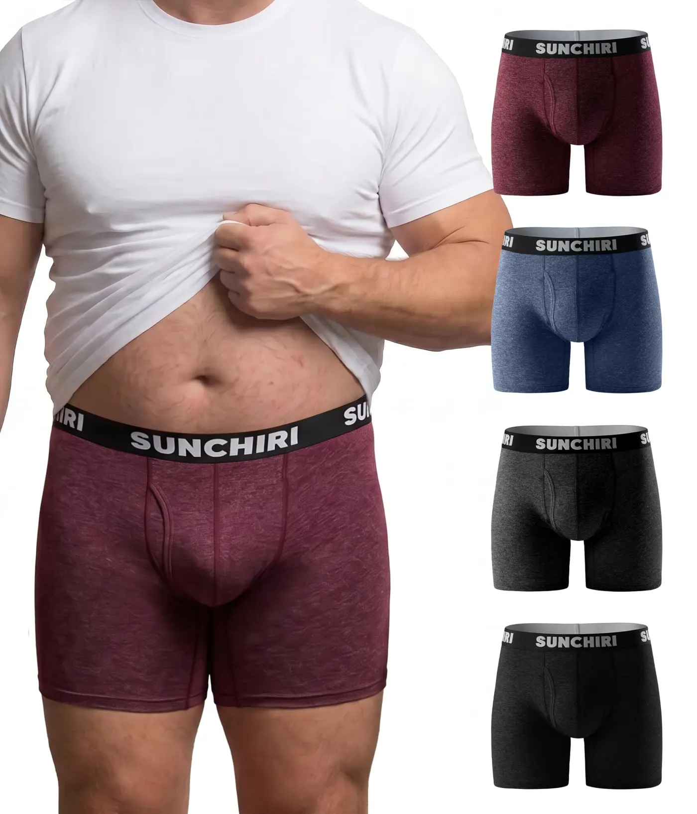 Men's Merino Wool Big and Tall Boxer Briefs (4 Pack), Anti Chafing Moisture Wicking Underwear, No Ride Up, XL-6XL, photograph 1 of 7