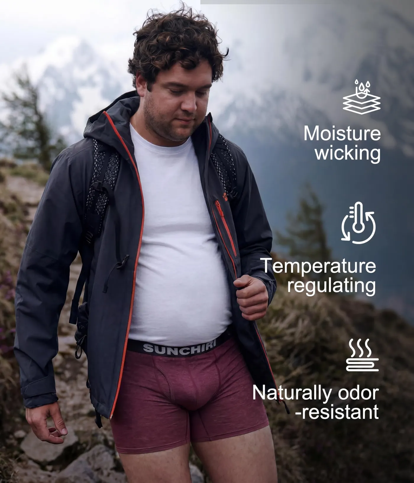 Men's Merino Wool Big and Tall Boxer Briefs (4 Pack), Anti Chafing Moisture Wicking Underwear, No Ride Up, XL-6XL, photograph 6 of 7