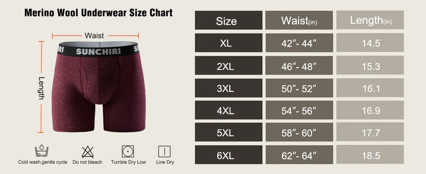 Men's Merino Wool Big and Tall Boxer Briefs (4 Pack), Anti Chafing Moisture Wicking Underwear, No Ride Up, XL-6XL, panel 9 of 10